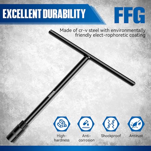 FFG T - Handle Metric Socket Wrench 6- Point 10mm Chrome Vanadium Steel T Handle Wrench Hex Socket For Car Motorcycle Dirtbike Repair