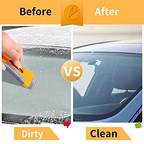 Razor Blade Scraper, 1 Pack Plastic Retractable Glass Scraper with 20 Pcs Extra Razor Blades, Windshield Sticker Remover for Windows Metal Vinyl Car Glue