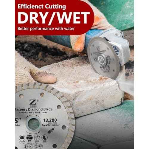 4.5 Inch Diamond Saw Blade for Angle Grinder, Turbo Rim Tile Cutting Blade for Cutting Cement, Concrete with Rebar, Stone, Granite, Pavers, Bricks and Blocks with 7/8-Inch Arbor(2 Pcs).