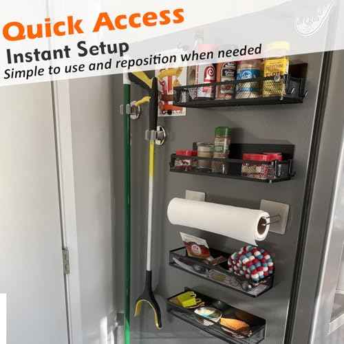 MUTUACTOR Magnetic Broom Holders,8pcs Anti-broken Heavy Duty Magnetic Clips Wall Mount,No Drilling Magnetic Hooks Broom Mop Brackets for Work Cargo Garage Laundry Van Accessories