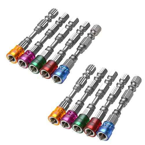 10Pcs PH2 Magnetic Phillips Screwdriver Bit Set 1/4 Inch Hex Shank Cross Screw Electric Power Drivers Bits, 65mm