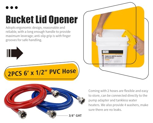 6699 0.17 HP Tankless Water Heater Flushing Kit with 2 Hoses & 3 Gal Pail