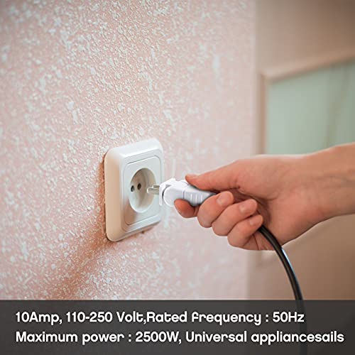 TOODOO 3 Pack Replacement 2 Prong Lamp Plugs - White, 10A Power Cord Connectors