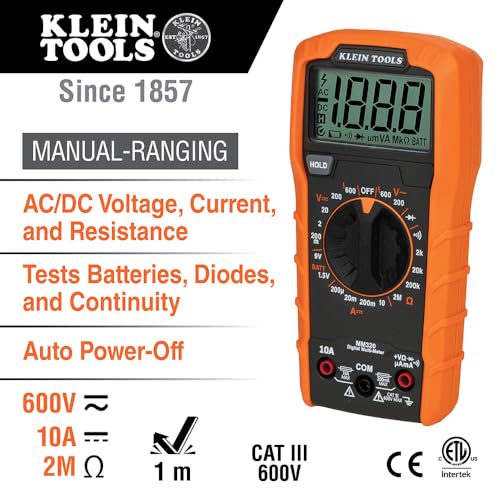 Klein Tools MM320KIT Digital Multimeter & Receptacle Tester Electrical Test Kit
