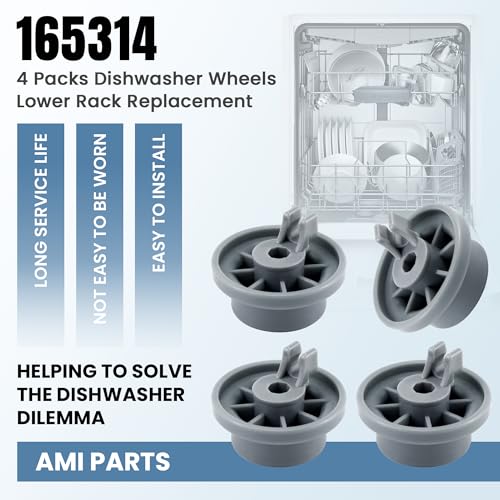165314 Dishwasher Rack Wheels Kit - 4 Pack for Bosch & Kenmore Lower Rack