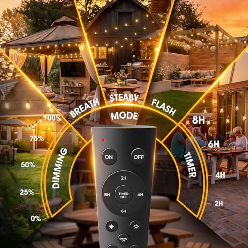 addlon 50FT Waterproof Dimmable Outdoor String Lights with 16 Shatterproof LEDs