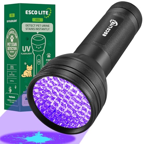 ESCO LITE 51 LED UV Black Light for Pet Urine Detection & Stain Inspection