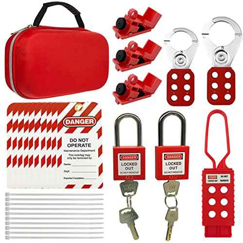 Electrical Lockout Tagout Kit -Lock Out Tag Kits for OSHA Compliance with Hasps,Universal Circuit Breaker Locks, Loto Tags,Safety Padlock(2 Keys Per Lock) for Safe Electrical Lockouts