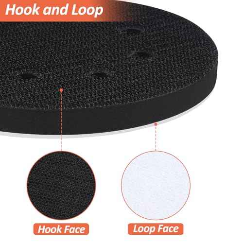 4 Pack 5 Inch 8 Holes Foam Sanding Pads, Soft Density Interface Pad, Hook and Loop Sponge Cushion Buffer Backing Pad for Orbital Sander