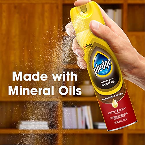 Pledge Moisturizing Wood Oil Spray 9.7 oz - Amber & Argan, Pack of 3