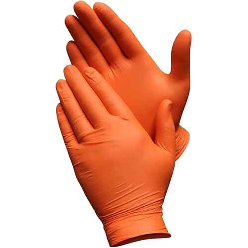 BLACK MAMBA Orange Torque Grip Gloves?8-mil - Diamond Texture & Industrial Nitrile Gloves - Heavy Duty & Disposable Mechanic for Automotive & Plumbing (XL)