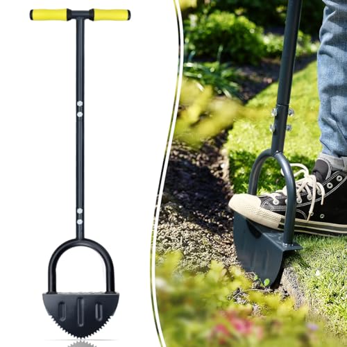 Colwelt 38-Inch Saw-Tooth Edger for Lawn & Garden, Half Moon Border Tool with T-Grip