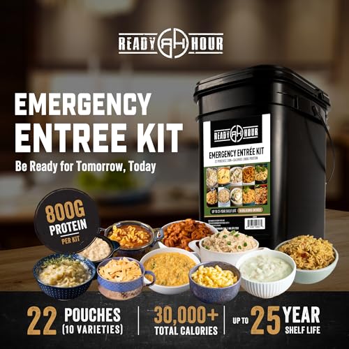 Ready Hour 120 Servings Emergency Freeze-Dried Food Supply - Long Shelf Life Survival Meals for Disaster & Outdoor Use