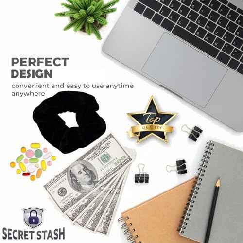 Zipper Scrunchie Safe (3 Pack) - Velvet Stasher scrunchies Compartment for Cash Cards Keys Pills Valuables | Hair bun ties Secret Pocket ponytails women Diversion safes disguise container Accessories