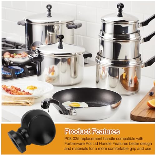 Farberware Lid Knob Replacement 2-Pack | #8-32 & 10-32 Stud Fits Fry Pans & Skillets