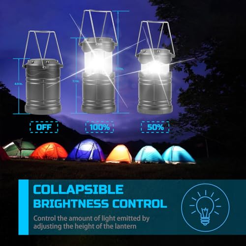 Lichamp Dark Gray LED Camping Lantern 4 Pack Portable Collapsible Emergency Light