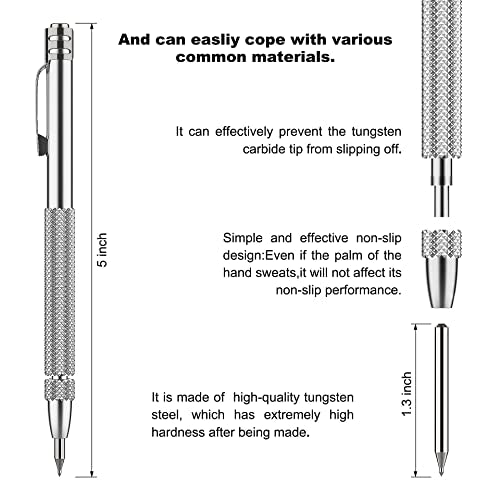 Glieskir 2-Pack Tungsten Carbide Scriber with Magnet & 10 Tips - Silver