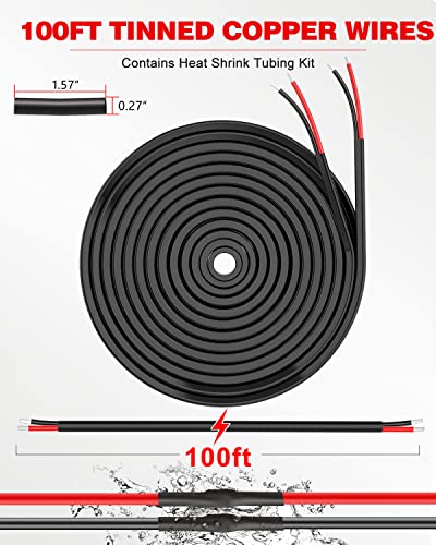 NAOEVO 18 Gauge 2 Conductor Automotive Wire 100FT IP68 Waterproof Cable