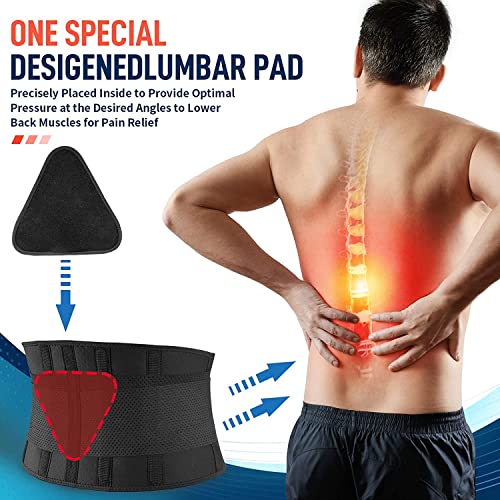 FEATOL Back Brace for Men & Women, Lower Back Support, Sciatica Pain Relief, Black Large/X-Large