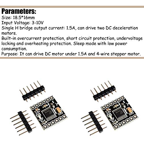 KOOBOOK 5Pcs DC Gear Motor Driver Controller 1.5A Dual H-Bridge for DIY Robotics