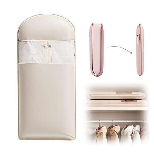 2025 Space Saving Hanging Garment Bag with Self Compression Zipper, Dust Cover Clothes Bags for Down Coat, Heavy Duty Closet Organizer Garment Bags for Closet Storage (Beige, Large)