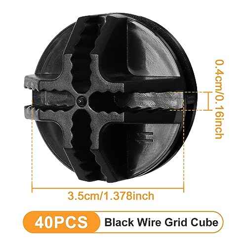 40 Pieces Plastic Storage Cube Connectors Wire Cube Connectors for Modular Closet Storage Organizer and Wire Grid Cube Storage Shelving(Black)