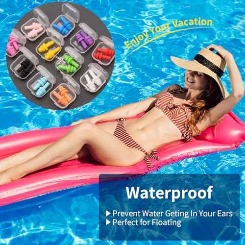 Silicone Earplugs for Swimming, Sleeping, Snoring, Work, Concerts - Noise Cancelling, Reusable Ear Protection, 8 Pairs
