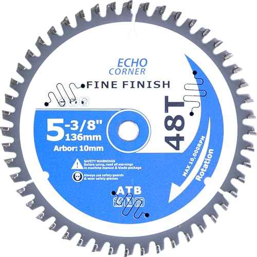 5-3/8 Inch (10mm Arbor) 48Tooth Circular Saw Blades, Fine Cut Fine Finish Crosscut Framing Ripping Wood Plywood MDF Plastic Veneer Lumber Laminate (Wood 48T)