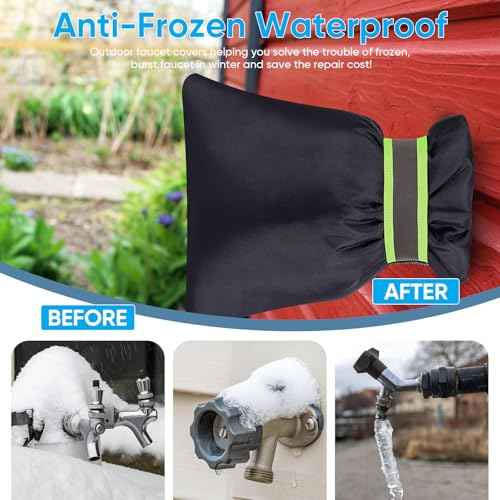 2Pack Outdoor Faucet Covers for Winter - Pro 6.7" W x 8.3" H Outdoor Water Faucet Cover Socks for Winter Freeze Protection Pipe Insulation Reusable Waterproof Insulated Spigot backflow Cover,Black