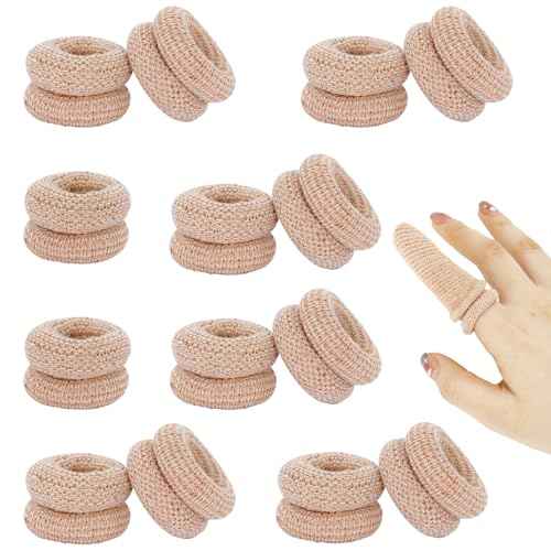 20PCS Elastic Finger Bandages, Reusable Thumb Protectors for Wounds, Fingertip Covers for Gardening, Cooking, Crafting - Skin Color