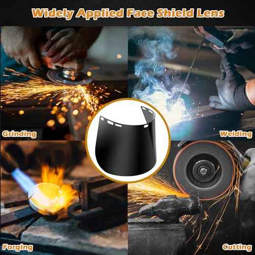 Feekoon 1 Pack Face Shield Replacement Lens, 15.5'' x 8'' Tinted Full Face Shield Compatible with Hobart 770580, Protective Safety Visor Replacement for Welding, Grinding, DIY, Cosplay Helmet