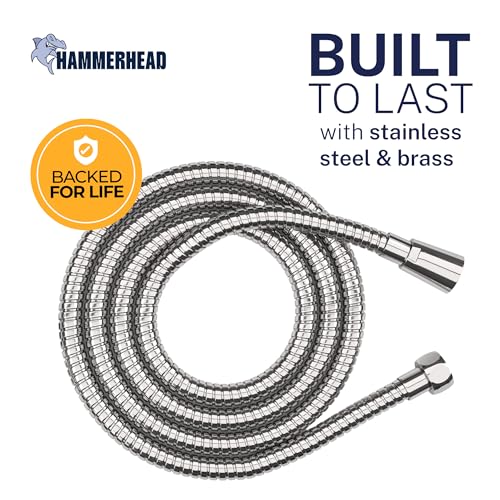 HammerHead 72 Inch Silver Metal Shower Hose - Extra Long, Universal Replacement