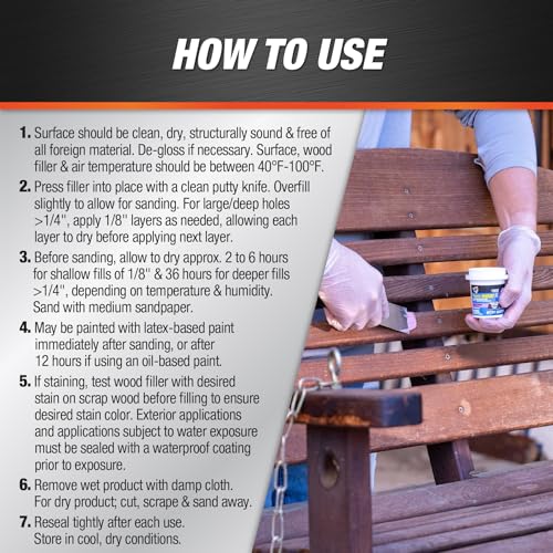 DAP Plastic Wood-X Wood Filler 5.5 Oz - Natural, DryDex Indicator, Interior & Exterior Repair