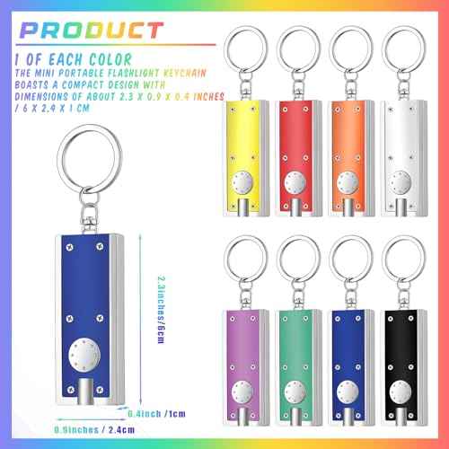 8 Pcs Mini Keychain Flashlight LED Keychain Light Bulk Small Flashlight for Outdoor Camping Hiking Equipment and Emergency Gift(Multicolor)