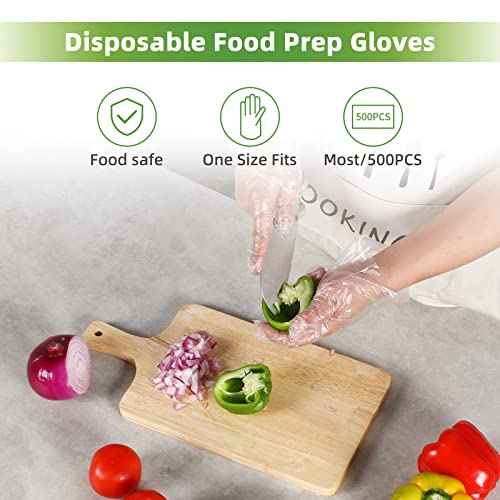 500 Pieces Plastic Disposable Gloves,Disposable Gloves for Cleaning, [ One Size Fits Most ]