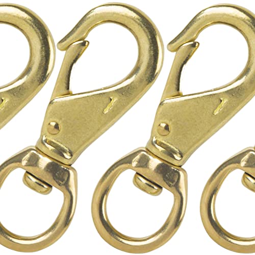 Solid Brass Swivel Snap Hooks Clips 3¼ Inch Heavy Duty Hardware Pack of 4