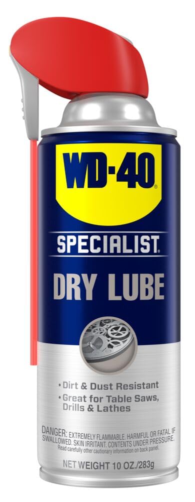 WD-40 Specialist Dry Lube with Smart Straw, Lubricant for Corrosion Protection on Table Saws, Drills and Lathes, Industrial Strength Friction-Reducing Formula, 10 Oz.