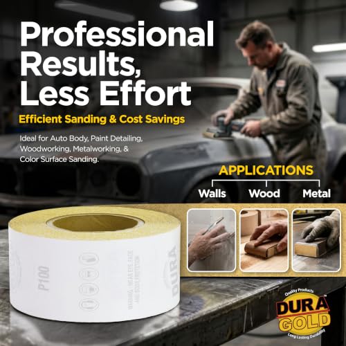 Dura-Gold 80-Grit PSA Longboard Sandpaper Roll 20 Yards for Auto Body & Woodworking