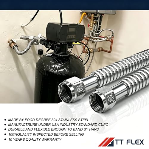 TTFLEX 24" Water Softener Connector 1" x FIP Hose, 0.92" ID, 2Pack