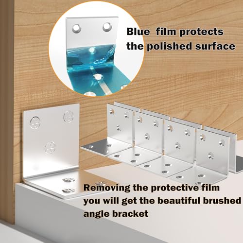 20Pcs Heavy Duty Stainless Steel 2-Inch Angle Brackets for Wood Fencing & Furniture