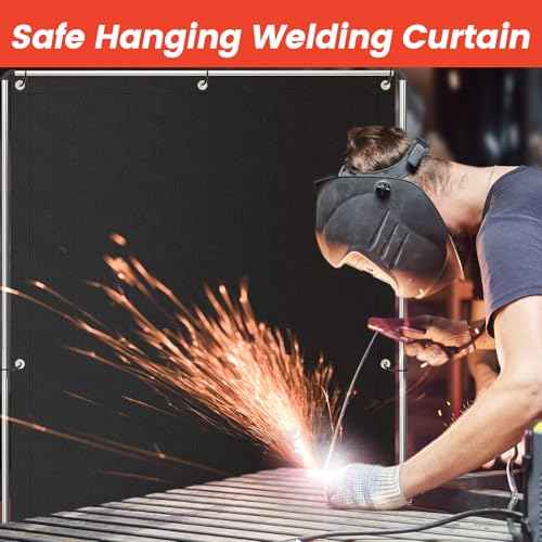 Welding Blanket Fireproof, 4x6ft Silicone Coated Fiberglass Fireproof Blanket with Brass Grommets, Welding Curtain for Industrial Welding Cutting, Multi-use Welding Mat for Smoker, Grill