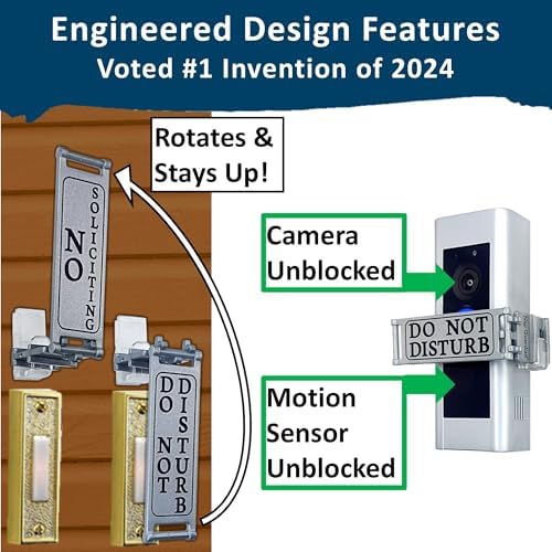 Nap Guardian - The Original - Invented in USA - Universal Fitting Doorbell Cover that Rotates from DO NOT DISTURB to NO SOLICITING - Easy to Install, No Tools Needed - Sign Blocks Any Button Type Ring