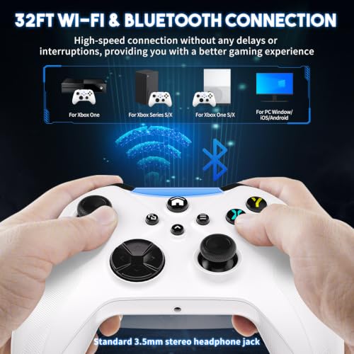Xexvyrin White Wireless Xbox Controller for Xbox Series X|S & PC with Turbo & 3.5mm Jack