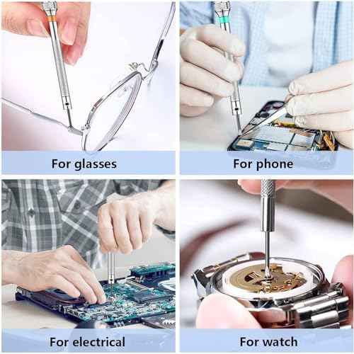 13PCS Professional Watch Screwdriver Set, AOMISIV Micro Precision Glasses Repair Kit, with 13PCS 0.6-2.0MM Extra Replace Blades, for Eyeglass Sunglass Watchmaker Jewelry Computer Phone Small Tools