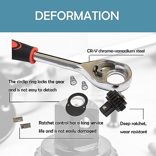 1/4" Ratchet Socket Wrench Set,12 Pieces Drive Sockets Set with Quick Released Ratchet Handles and Extension Bar