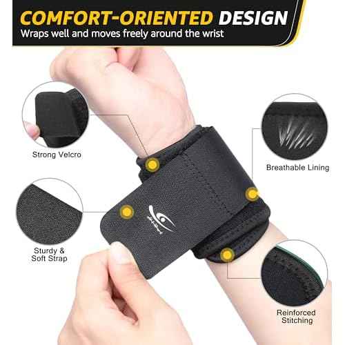 HiRui Wrist Compression Strap Wrist Brace Wrist Wraps for Fitness, Weight Lifting, Tendonitis, Carpal Tunnel Arthritis, Pain Relief, Great Support for Men Women, Adjustable (2 PCS)