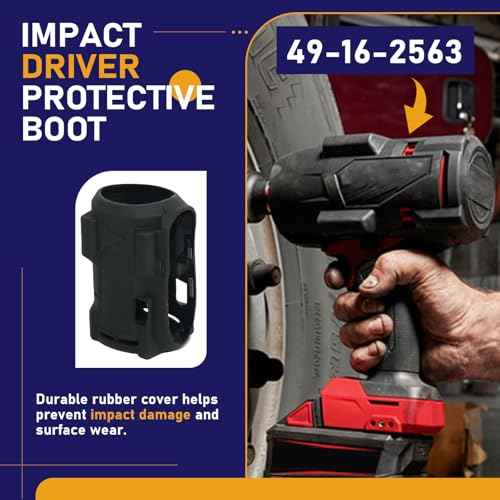 49-16-2563 Impact Driver Protective Boot Compatible with Milwaukee M12 Fuel 1/2" and 3/8" Short Handle Impact Wrenches, Fits 2562-20, 2563-20, 2563P-20, 2854-20, 2855-20, 2855P-20