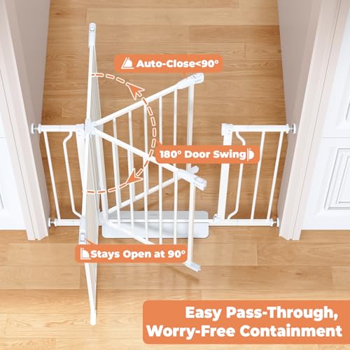 Cideny White Baby Gate 29-40 Inch Wide, Auto Close, Indoor Pet & Child Safety