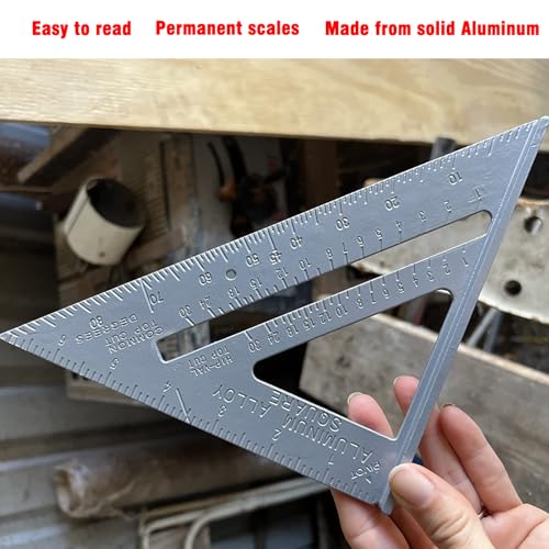 ALLWIN 7-Inch Aluminum Rafter Square with Dual-Side Scales - Precision Carpentry Tool