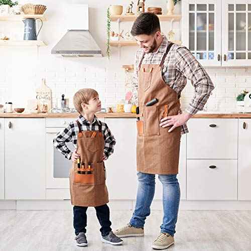 NEOVIVA Heavy Duty Work Apron for Kid Boys with Pockets and Adjustable Cross-back Straps